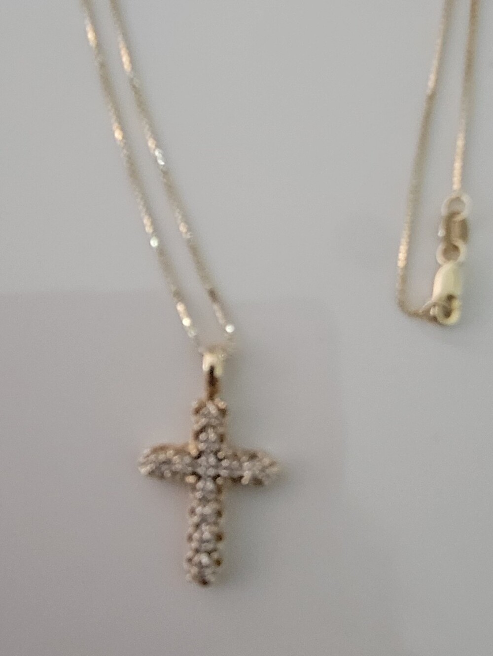 10k Yellow Gold and Diamond Cross Pendant ONLY - Women's Religious Jewelry - Picture 4 of 7